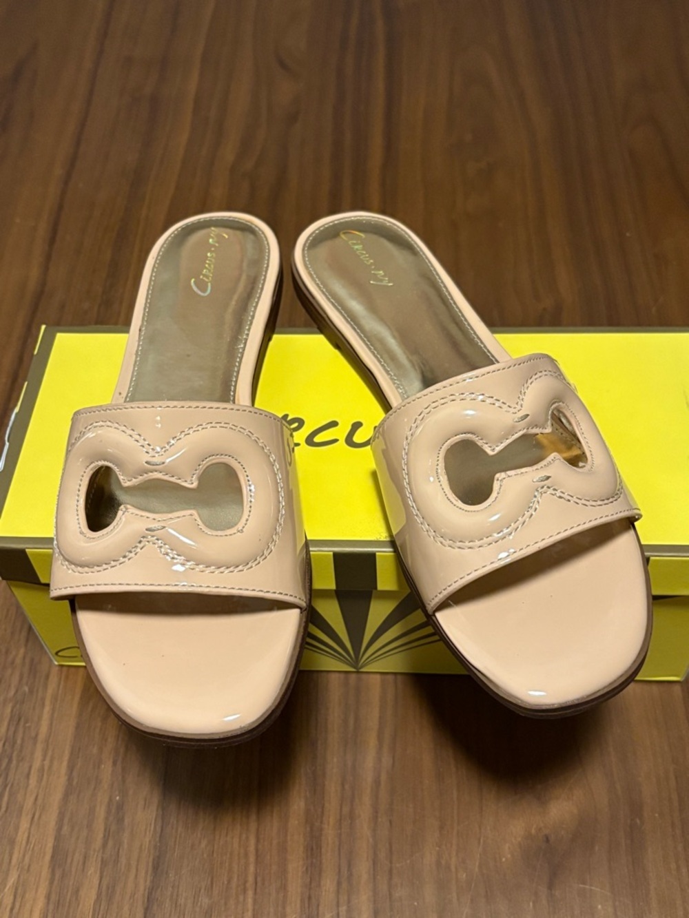 Circus by Sam Edelman Nude Patent Slide Sandals
